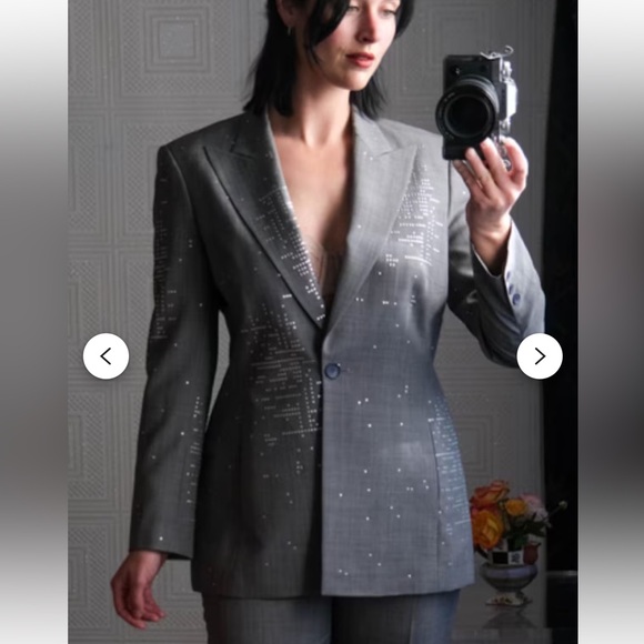 Richard Tyler Charcoal Blazer with Silver Accents - Picture 2 of 14
